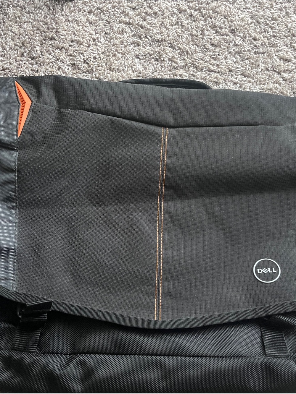 Dell Adventure Messenger Laptop Bag Black Orange Buckle Closure